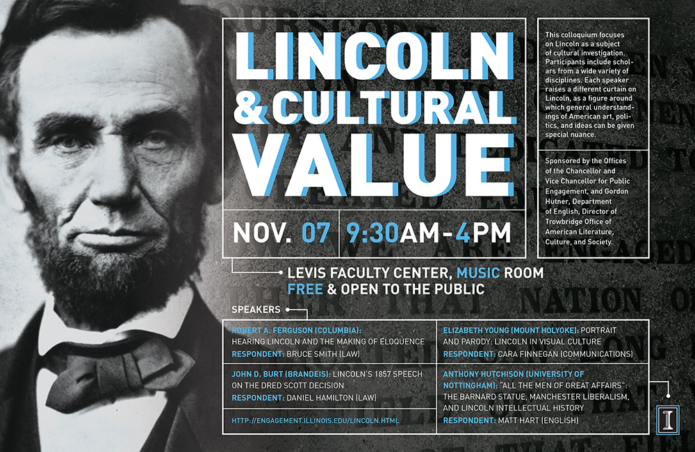 Photograph of Lincoln with event schedule